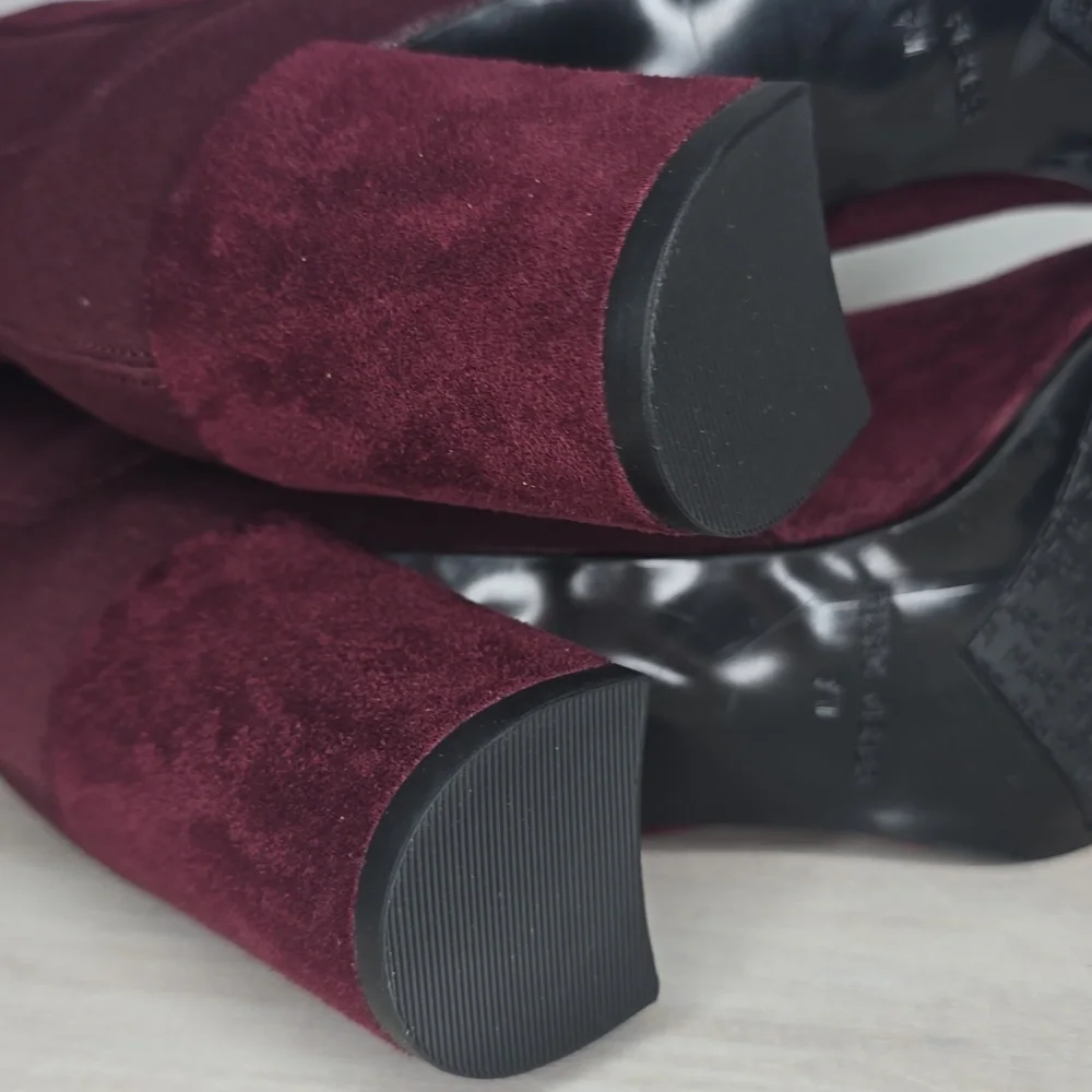 Marc Fisher Faux Suede Over-the-Knee Boots - Loran Burgundy Womens Sz 7